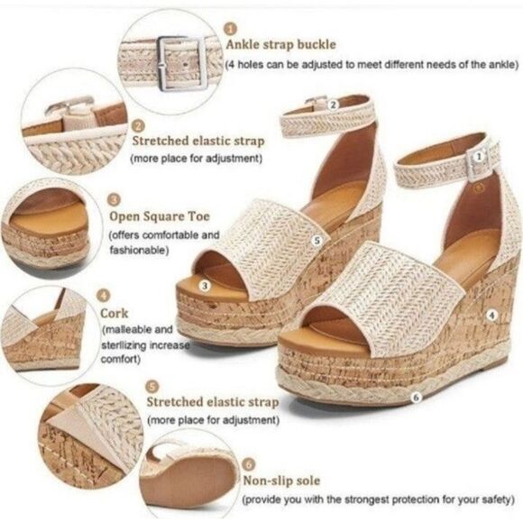 Platform open toe wedge heels sz 9 - Picture 9 of 9